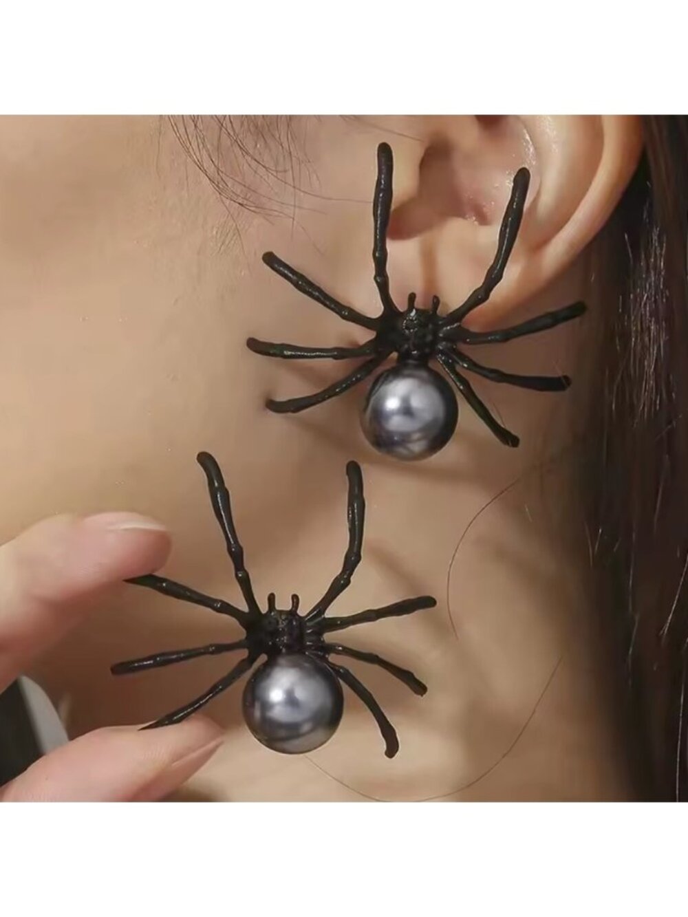 Halloween Gothic Party Unique Black Spider Earrings